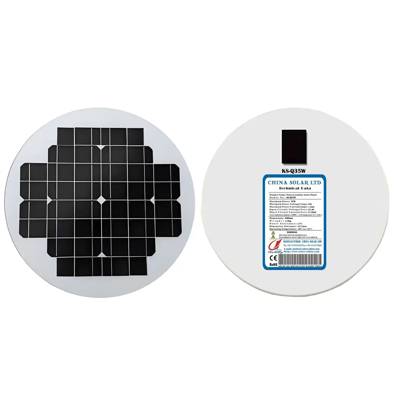 Runde Solarpanel 35W